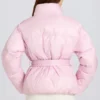 Chaqueta de esquí oversize impermeable con cinturón en rosa nieve
