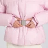 Chaqueta de esquí oversize impermeable con cinturón en rosa nieve