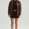 Chaqueta de piel sintética Maple en marrón