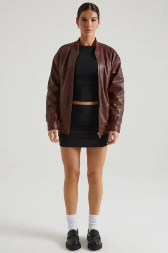 Chaqueta de piel sintética Maple en marrón