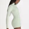 Chaqueta deportiva suave con cremallera en verde salvia jaspeado