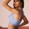 Corsé con cuello vuelto y adornos Selena en azul