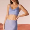Corsé con cuello vuelto y adornos Selena en azul