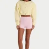 Cárdigan corto abotonado de jersey cepillado en amarillo suave