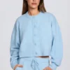 Cárdigan corto de punto en azul claro