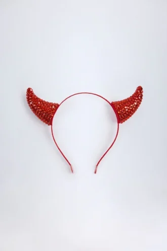 Diadema con cuernos de diablo Vixena en rojo fuego