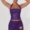 Falda A-line con detalle de corazón bordado de Querida en color morado