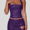 Falda A-line con detalle de corazón bordado de Querida en color morado