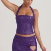Falda A-line con detalle de corazón bordado de Querida en color morado