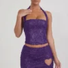 Falda A-line con detalle de corazón bordado de Querida en color morado