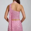 Falda A-line de talle bajo con adornos Adhara en rosa