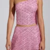 Falda A-line de talle bajo con adornos Adhara en rosa