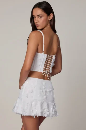 Falda A-line de talle medio con adornos Lorelei en blanco