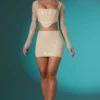 Falda ajustada de encaje adornado Romy en color marfil