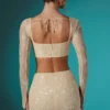 Falda ajustada de encaje adornado Romy en color marfil
