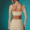 Falda ajustada de encaje adornado Romy en color marfil