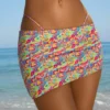 Falda asimétrica con fruncidos Tropea con estampado multicolor brillante
