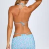 Falda asimétrica fruncida Tropea con estampado multicolor en tonos pastel