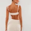 Falda Belle Ile de cintura alta con abertura en el muslo en blanco