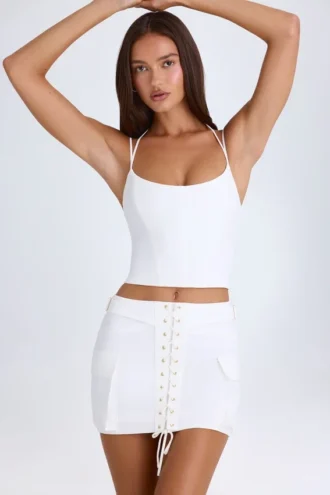 Falda cargo con cordones Mali en blanco