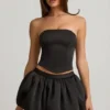 Falda Clemmy de talle medio con bajo abullonado en negro