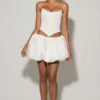 Falda con bajo abullonado Marnie en blanco