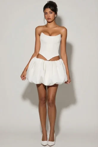 Falda con bajo abullonado Marnie en blanco
