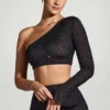 Falda con bajo en forma de pañuelo y adornos Soustans en negro