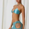 Falda con cordón y aberturas Lagoon en turquesa