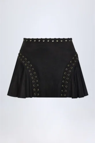 Falda con cordones de talle medio Jalsa en negro