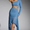 Falda con dobladillo en forma de pañuelo y adornos de Soustons en azul ahumado