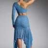 Falda con dobladillo en forma de pañuelo y adornos de Soustons en azul ahumado