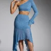 Falda con dobladillo en forma de pañuelo y adornos de Soustons en azul ahumado