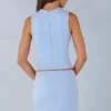 Falda de ante sintético de talle medio Alvara en azul suave
