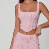 Falda de corte A de talle medio con adornos Lorelei en rosa suave