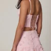 Falda de corte A de talle medio con adornos Lorelei en rosa suave