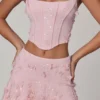 Falda de corte A de talle medio con adornos Lorelei en rosa suave