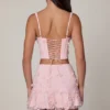 Falda de corte A de talle medio con adornos Lorelei en rosa suave