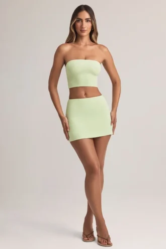 Falda de corte A de talle medio Zuri Modal en verde salvia
