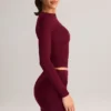 Falda de modal Cali con fruncidos y cintura media en rojo vino
