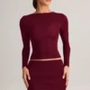 Falda de modal Cali con fruncidos y cintura media en rojo vino