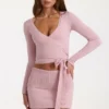 Falda de punto suave en color rosa palo