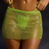 Falda de ropa de baño con adornos y talle bajo en verde