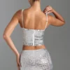 Falda de talle bajo con adornos Adaia en blanco