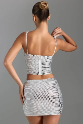 Falda de talle bajo con adornos Adaia en blanco