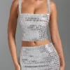 Falda de talle bajo con adornos Adaia en blanco