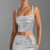 Falda de talle bajo con adornos Adaia en blanco