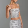 Falda de talle bajo con adornos Adaia en blanco