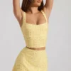 Falda de talle bajo con adornos Jianna en amarillo