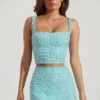 Falda de talle bajo con adornos Jianna en azul aguamarina